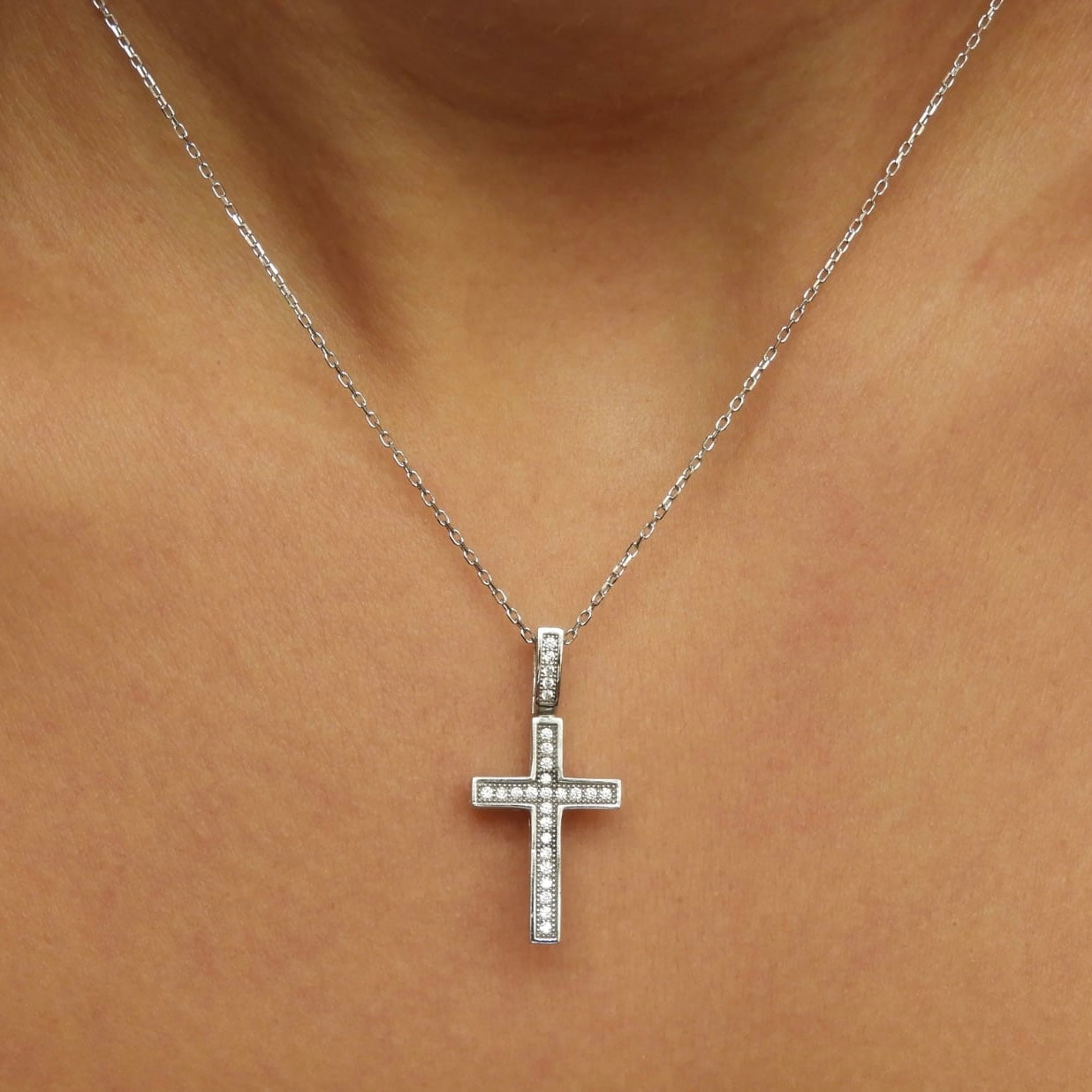 Madison Cross Silver Necklace
