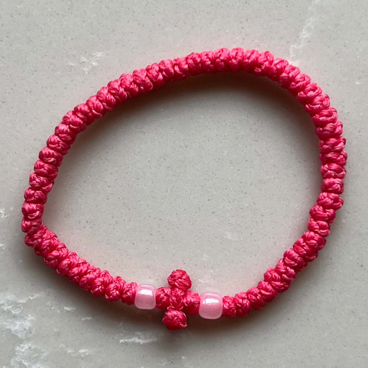 Komboskini Greek Orthodox Prayer Rope Bracelet - Electric Fuchsia