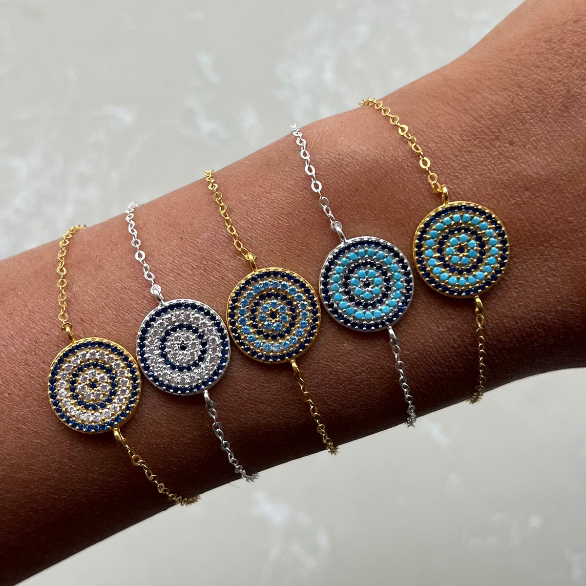 Tilda Glassy Blue Gold Chain Bracelet
