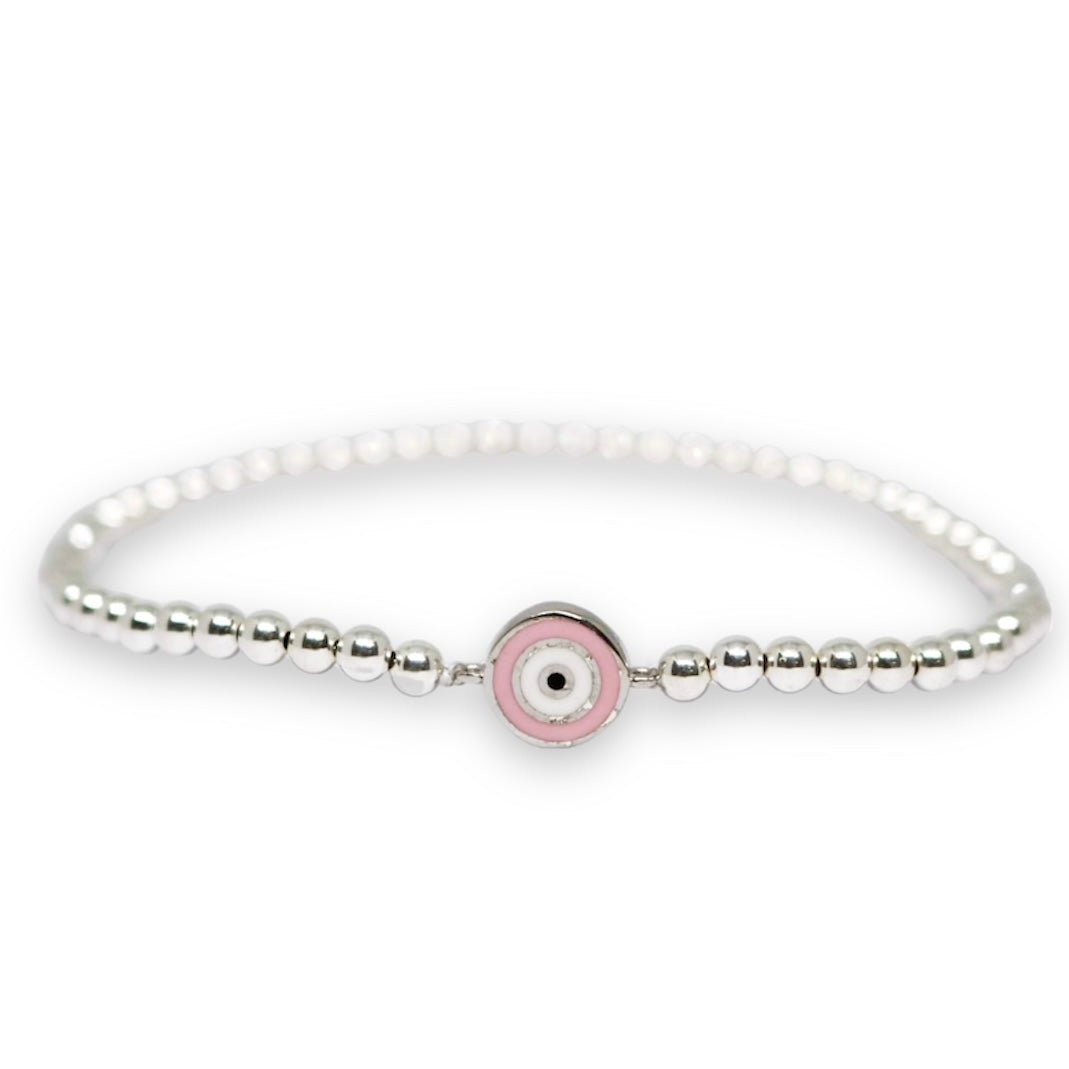 Kaitlyn Pink Silver Elastic Bracelet