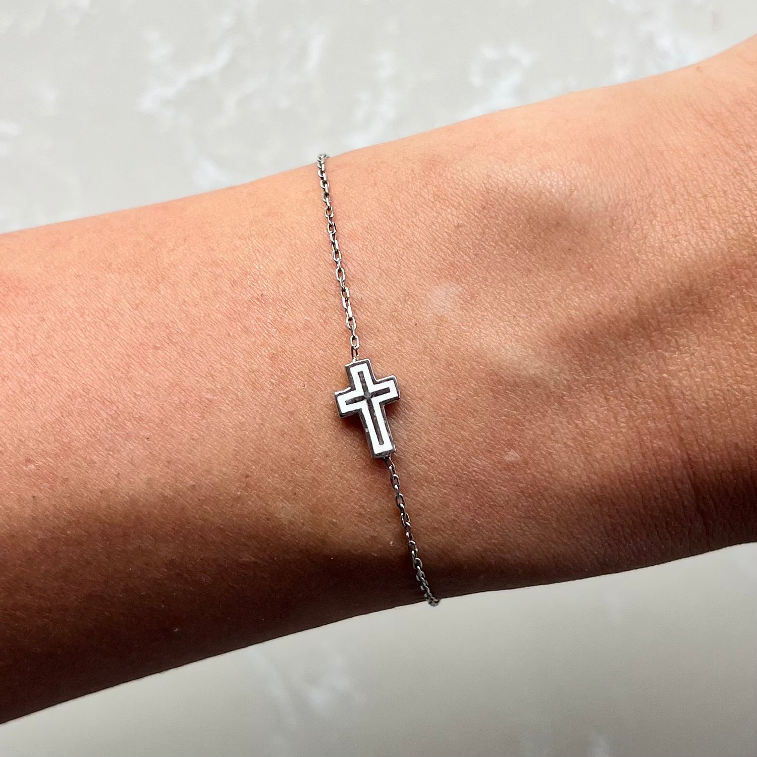 Mia White Silver Chain Bracelet