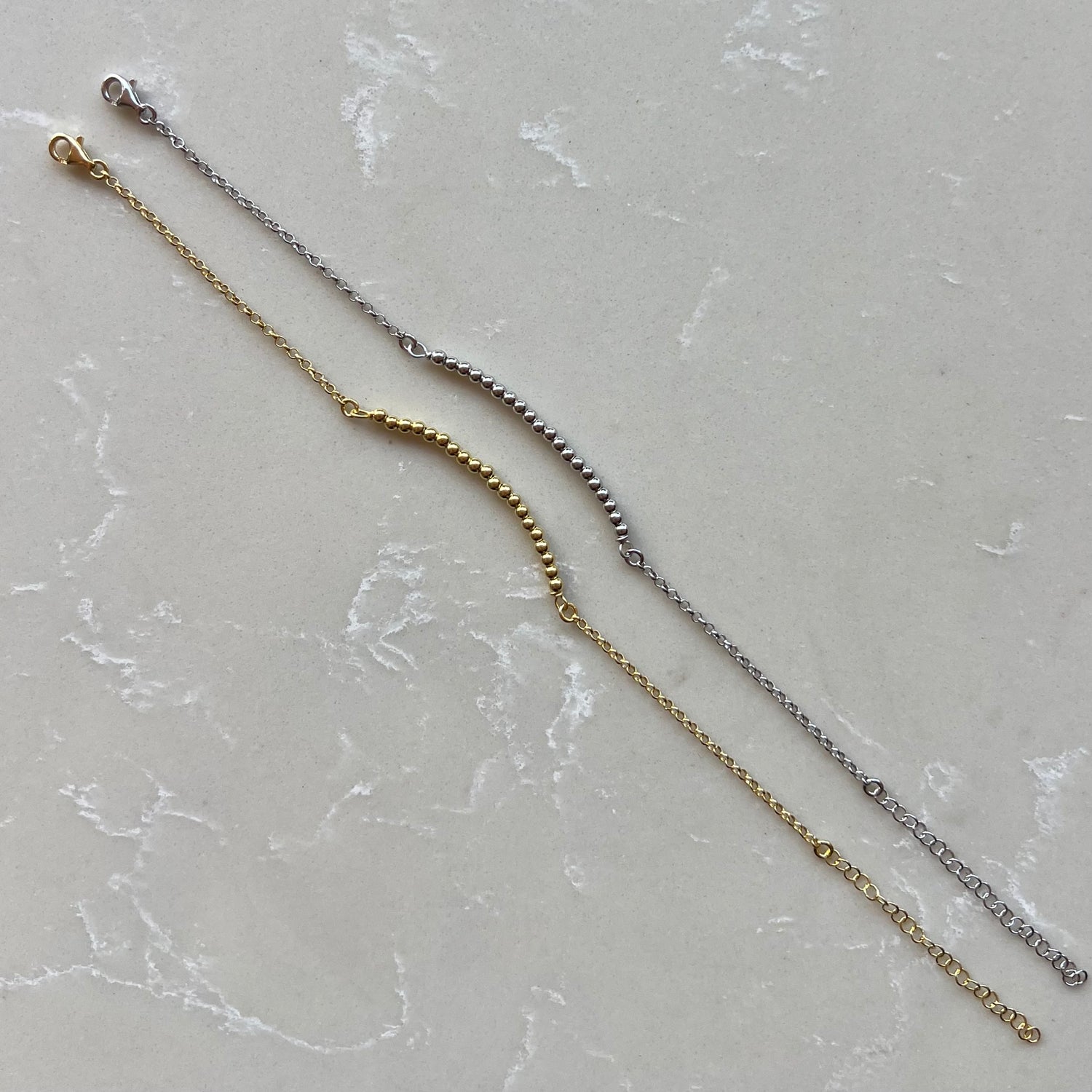 Beaded Ball Gold Chain Bracelet