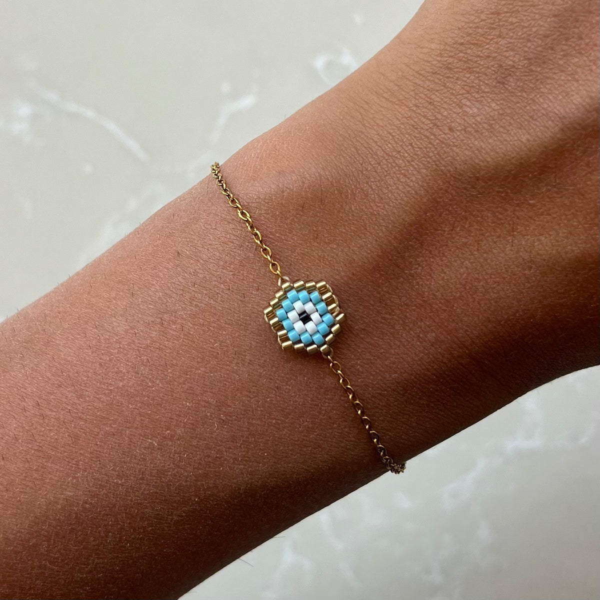 Hexi Light Blue Evil Eye Chain Bracelet
