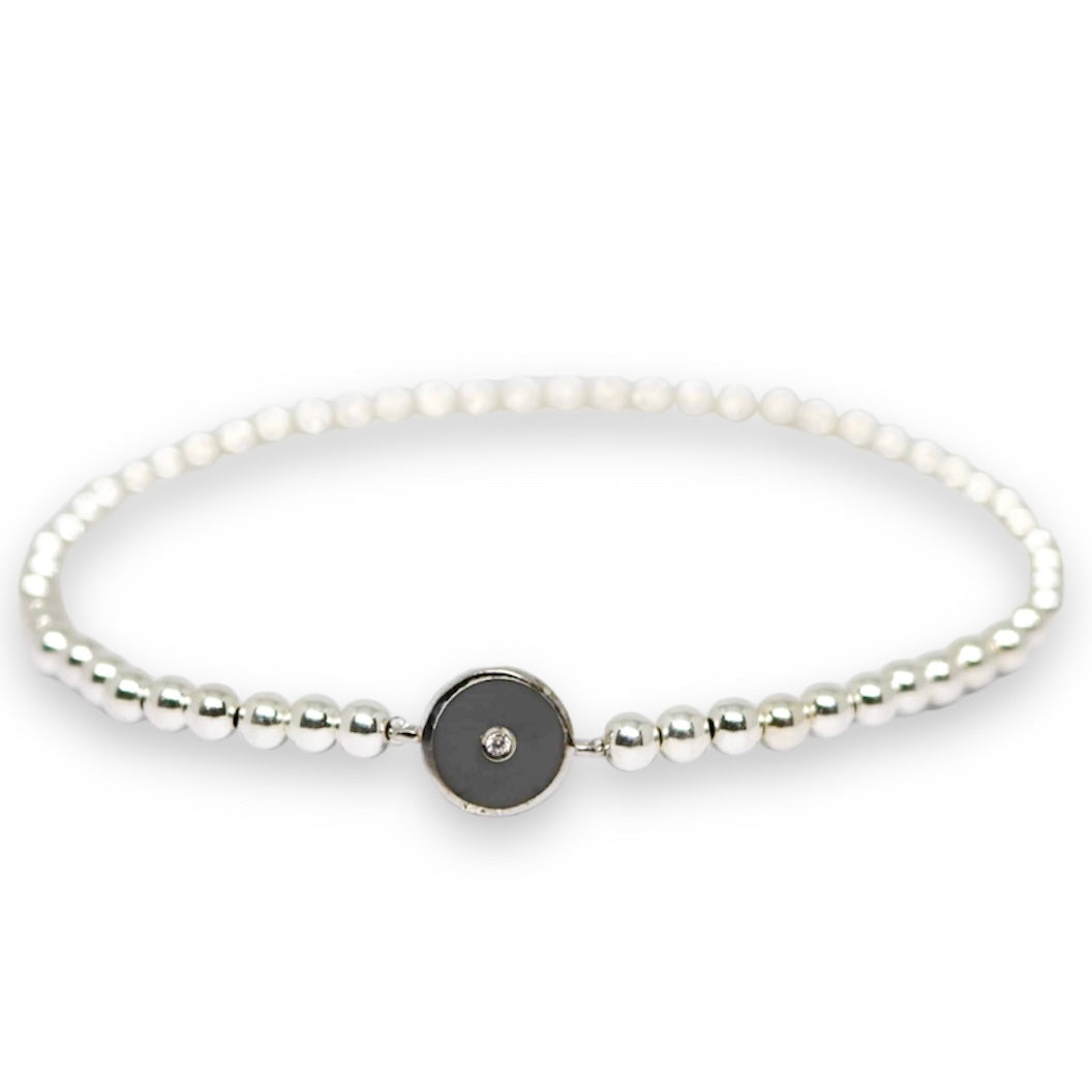 Kaitlyn Grey Silver Elastic Bracelet