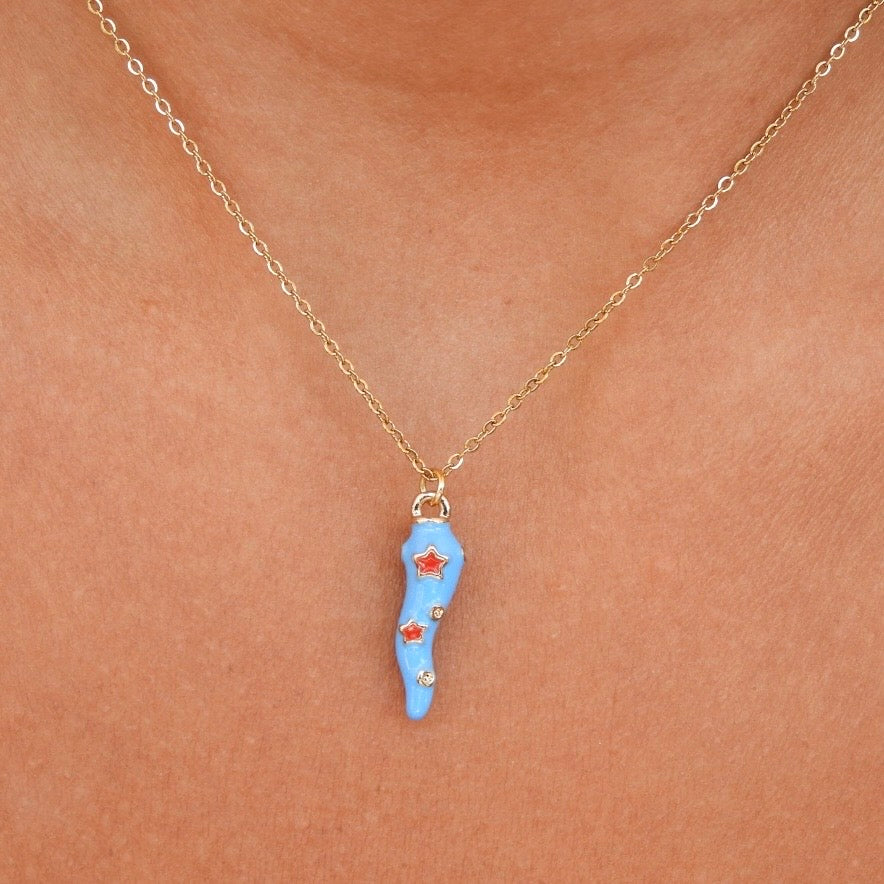 Chilli Blue Gold Necklace