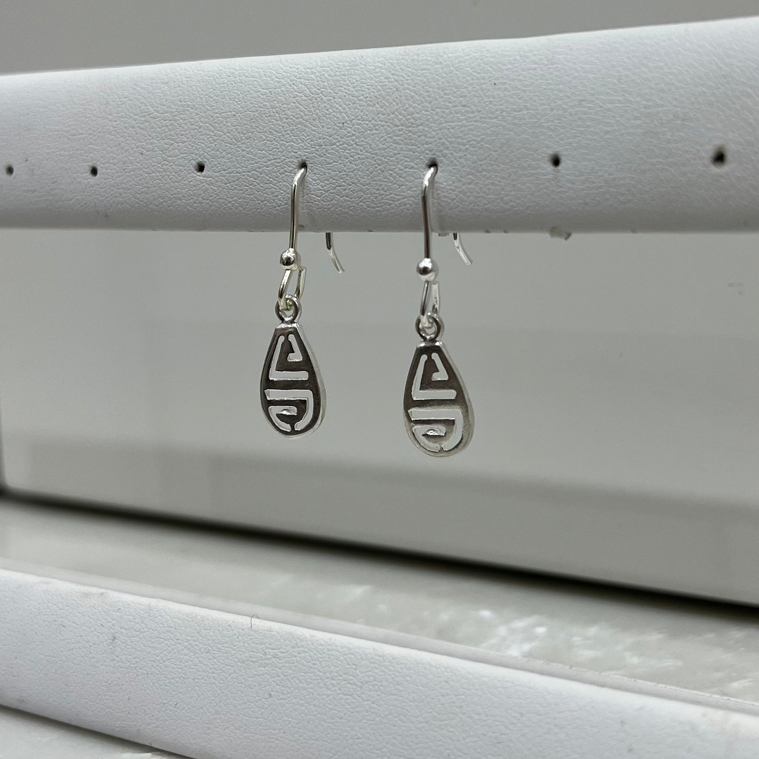 Meander Silver Drop Earrings