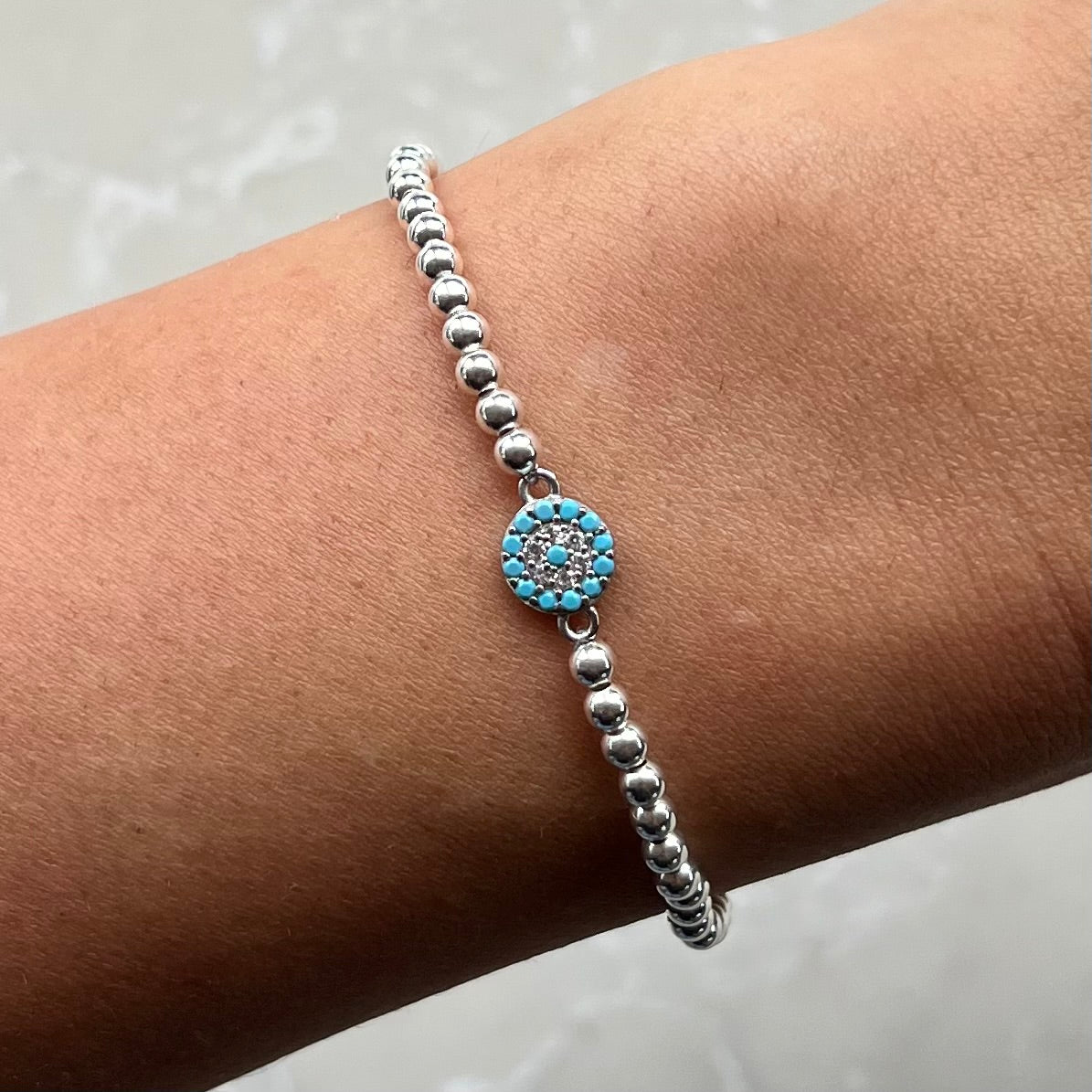 Demeter Light Blue Silver Elastic Bracelet