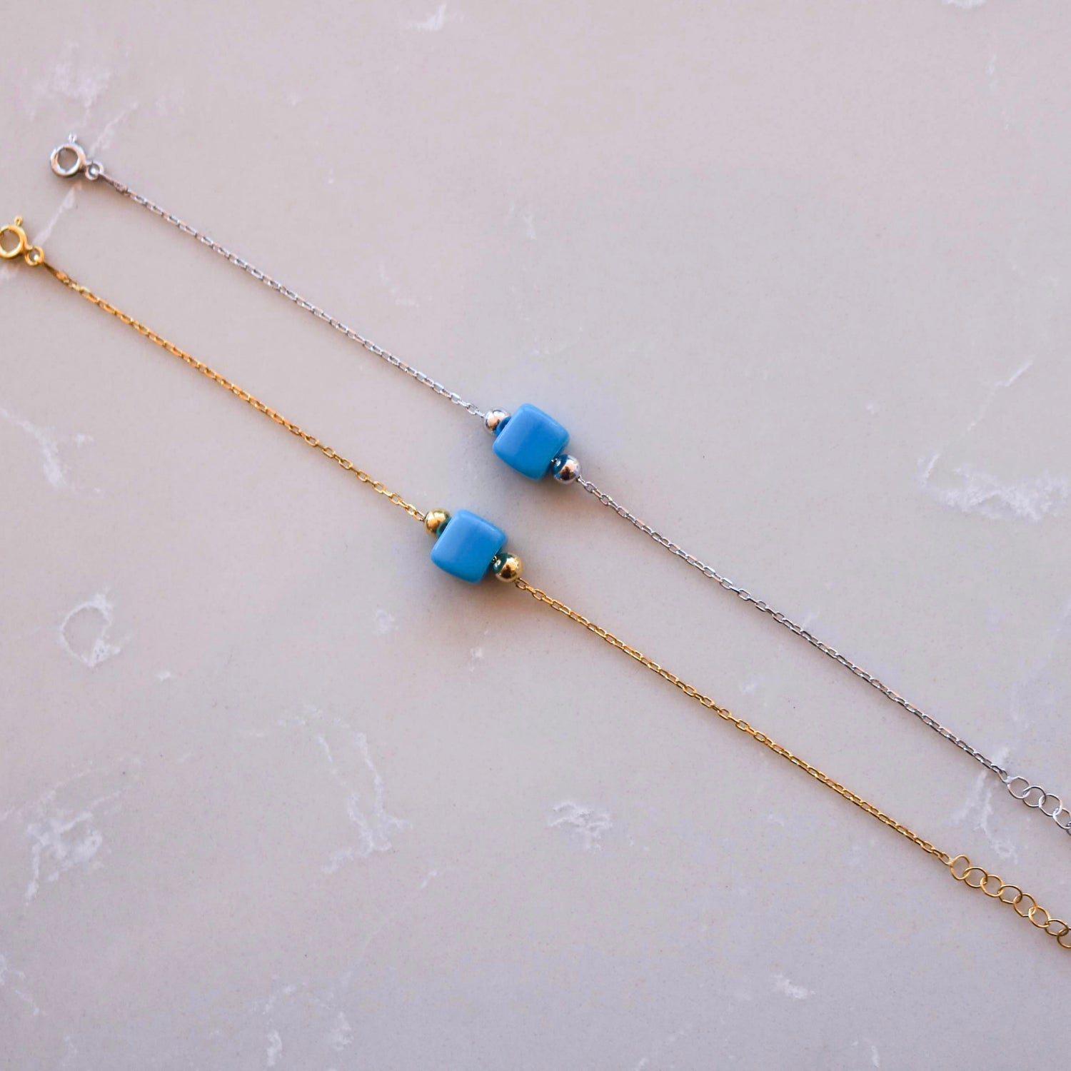 Xandra Greek Blue Bead Chain Bracelet