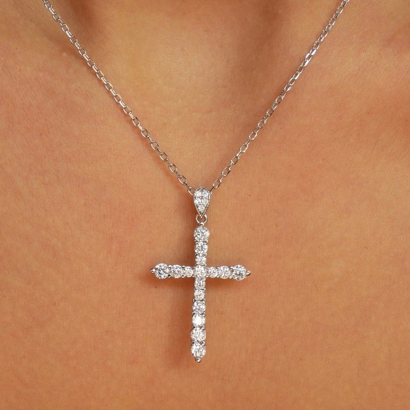 Holly Silver Cross Necklace