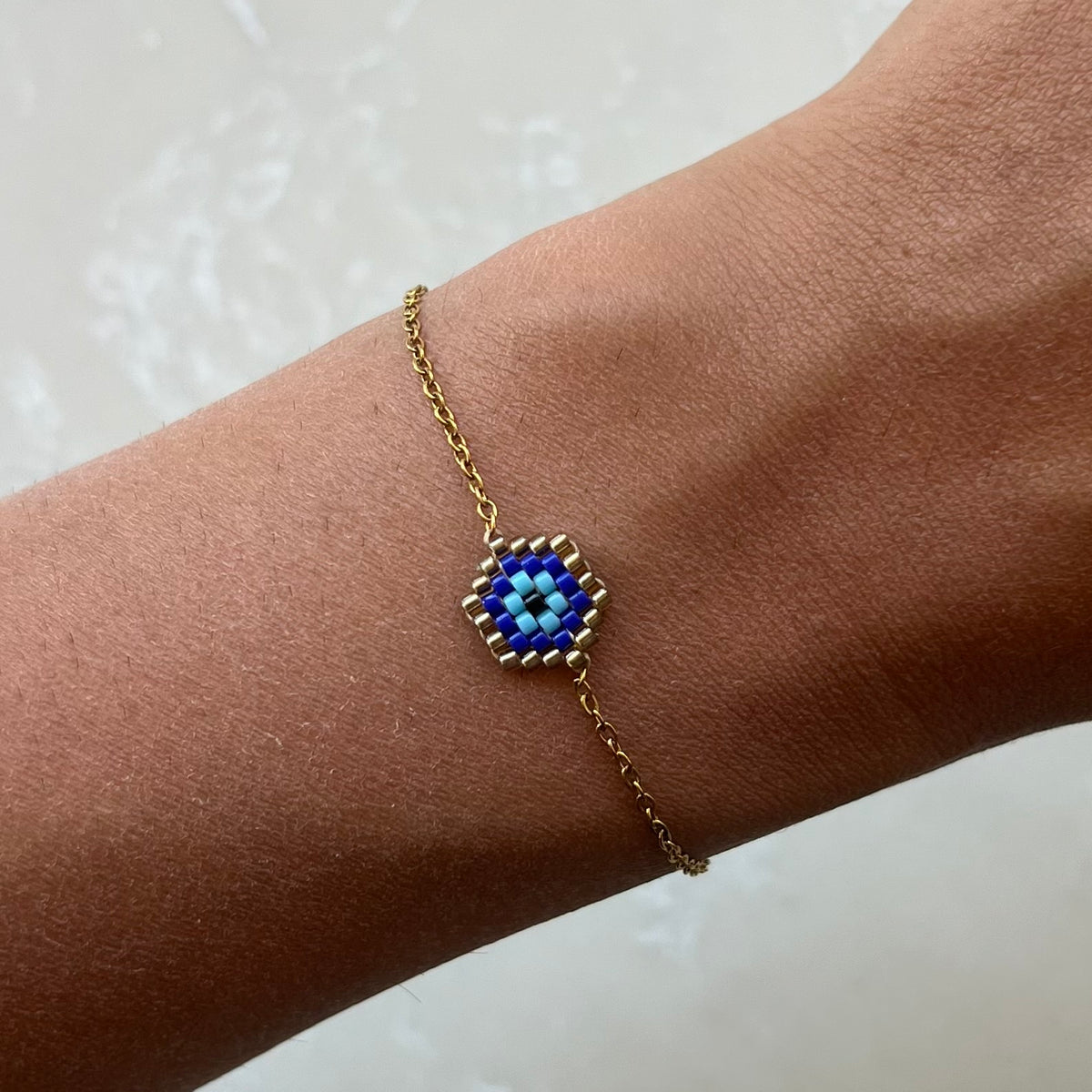 Hexi Dark Blue Evil Eye Chain Bracelet