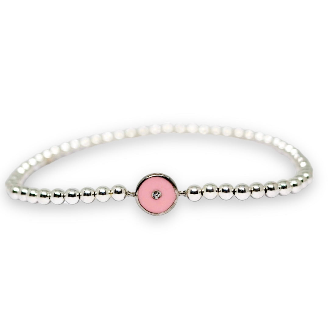 Kaitlyn Pink Silver Elastic Bracelet
