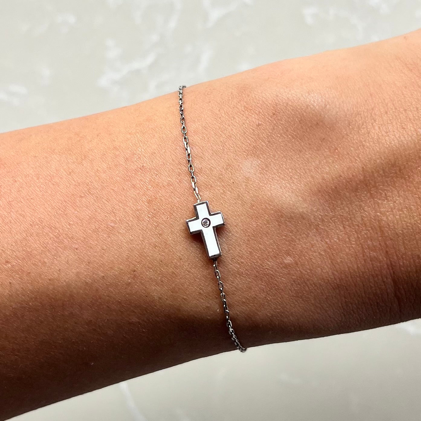 Mia White Silver Chain Bracelet
