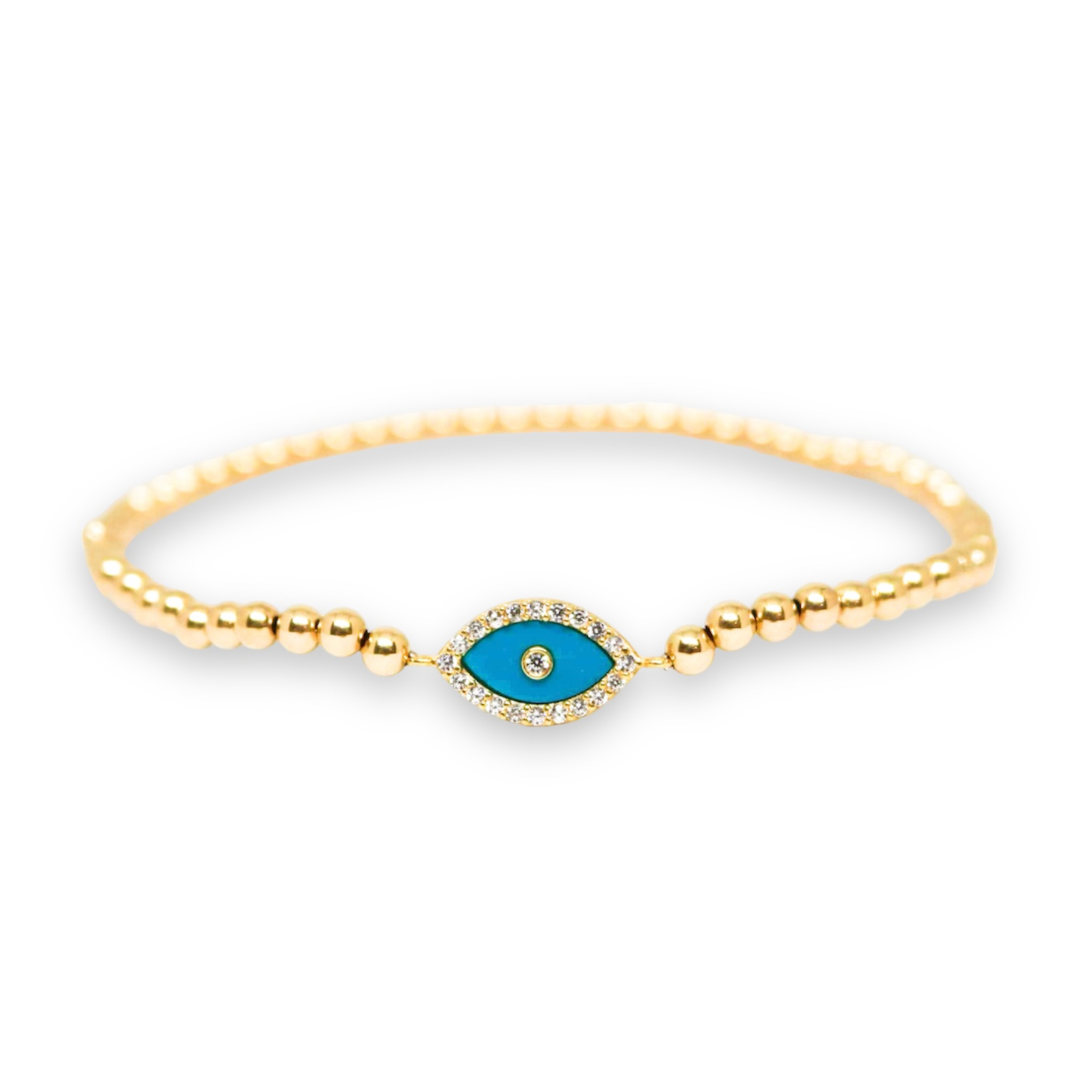 Gini Turquoise Gold Elastic Bracelet