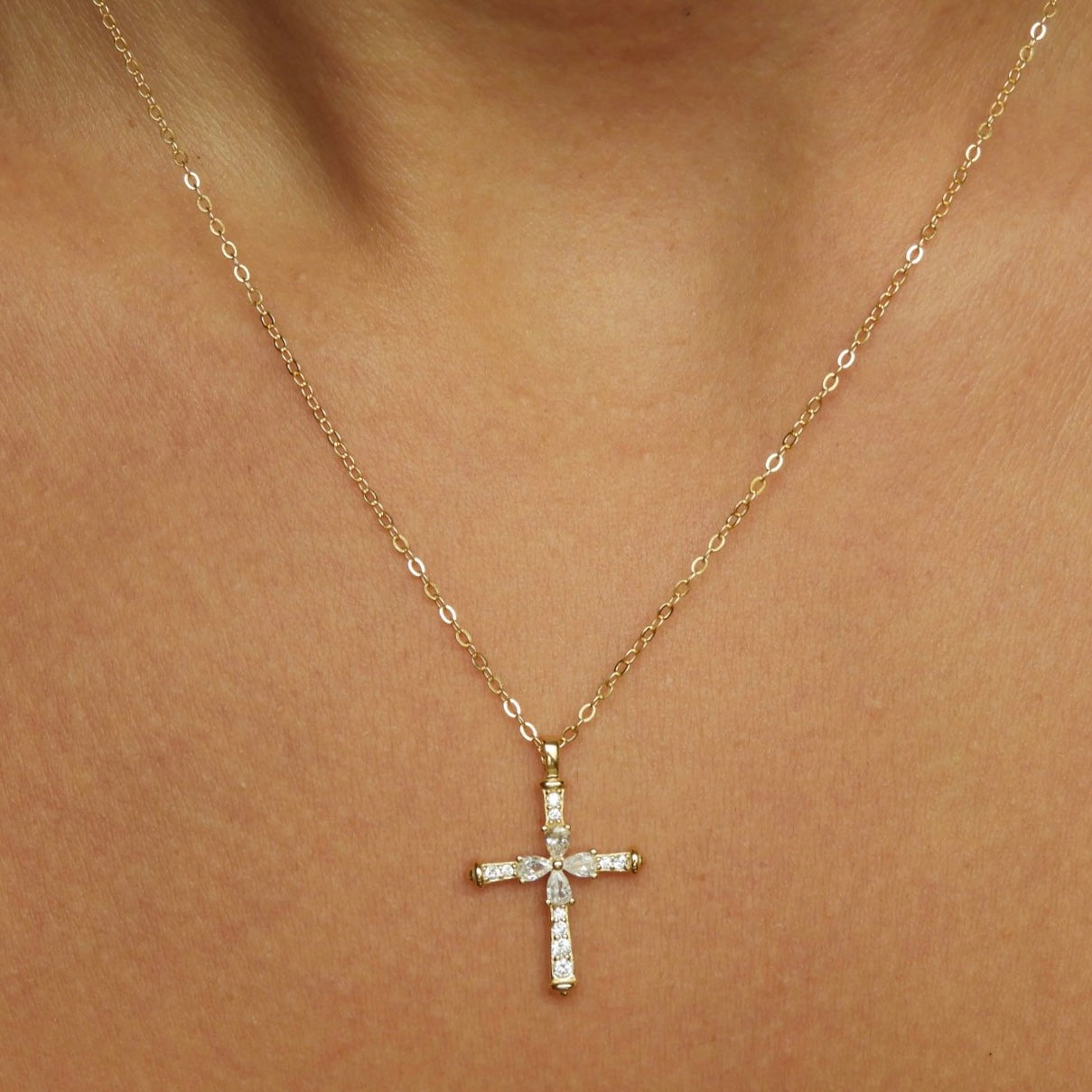 Fiona Cross Gold Necklace