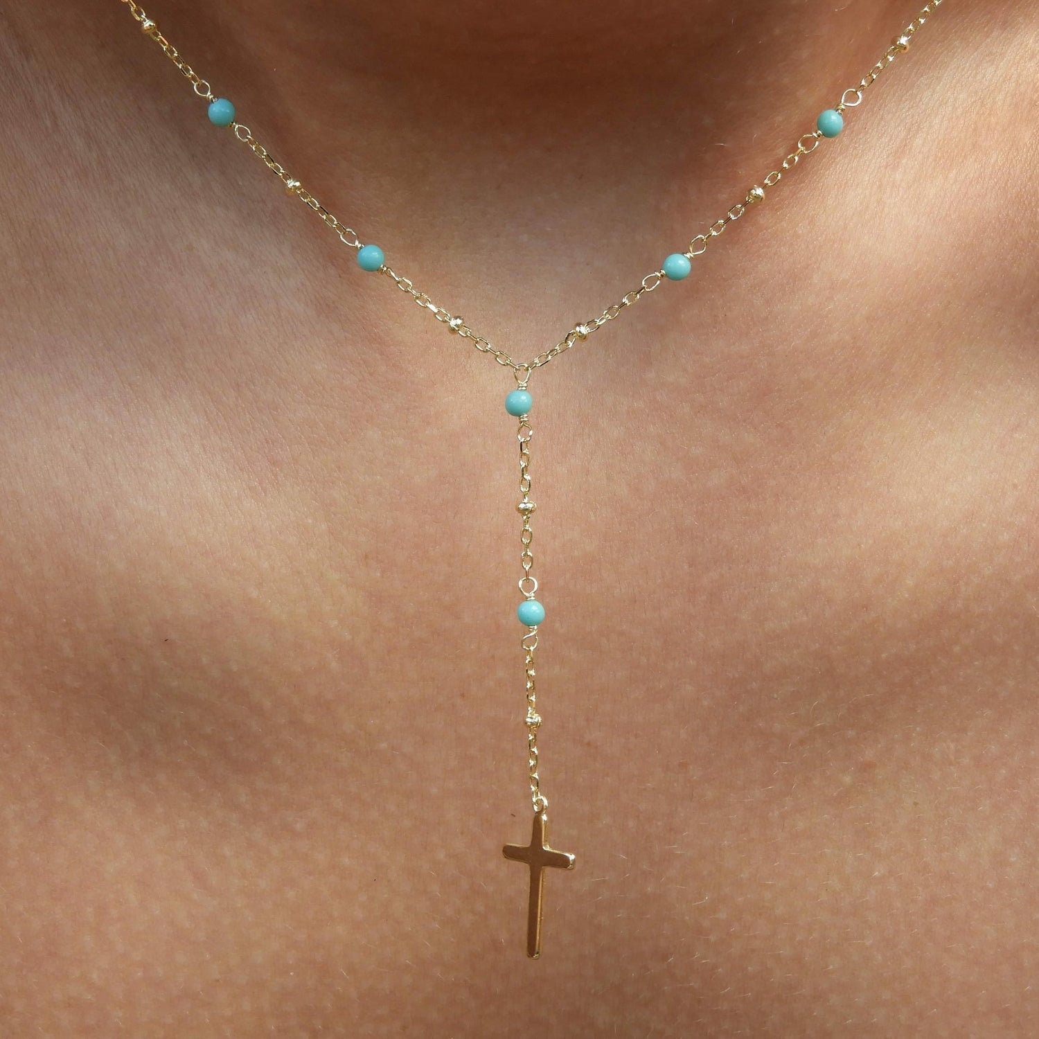 Melina Rosary Necklace Gold