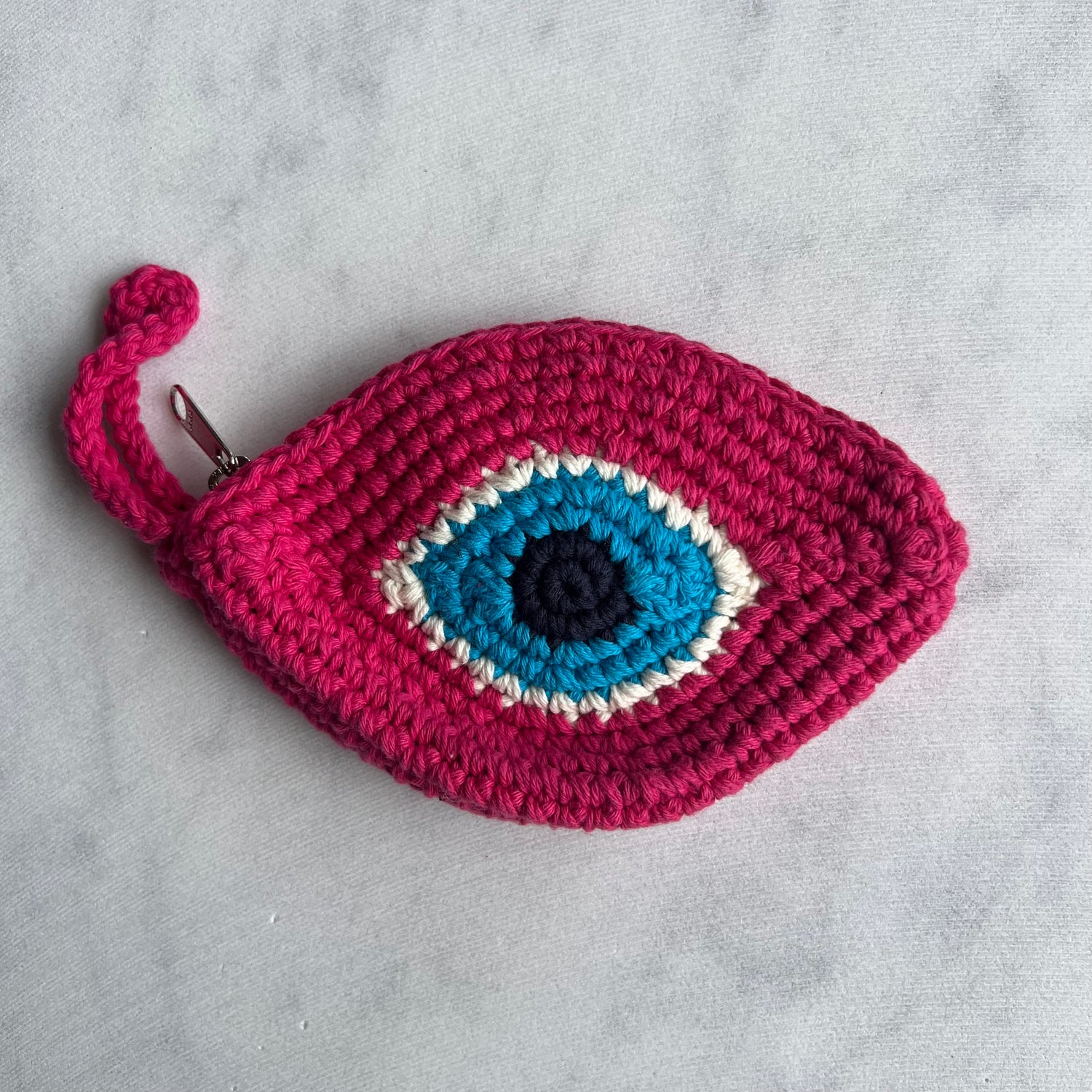 Fuchsia Crochet Evil Eye Purse