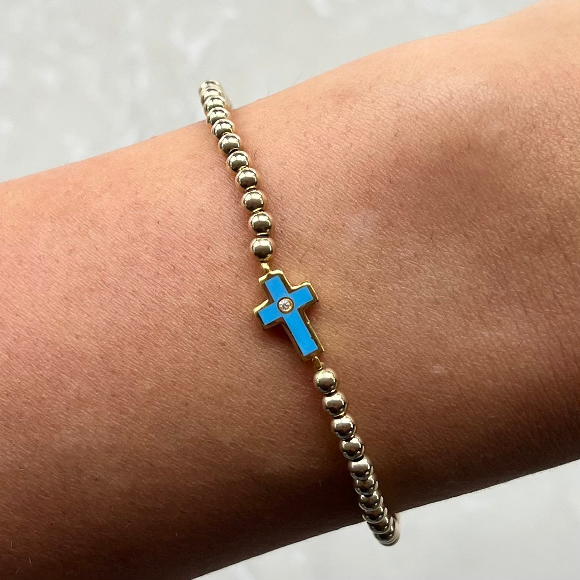 Mia Light Blue Gold Elastic Bracelet