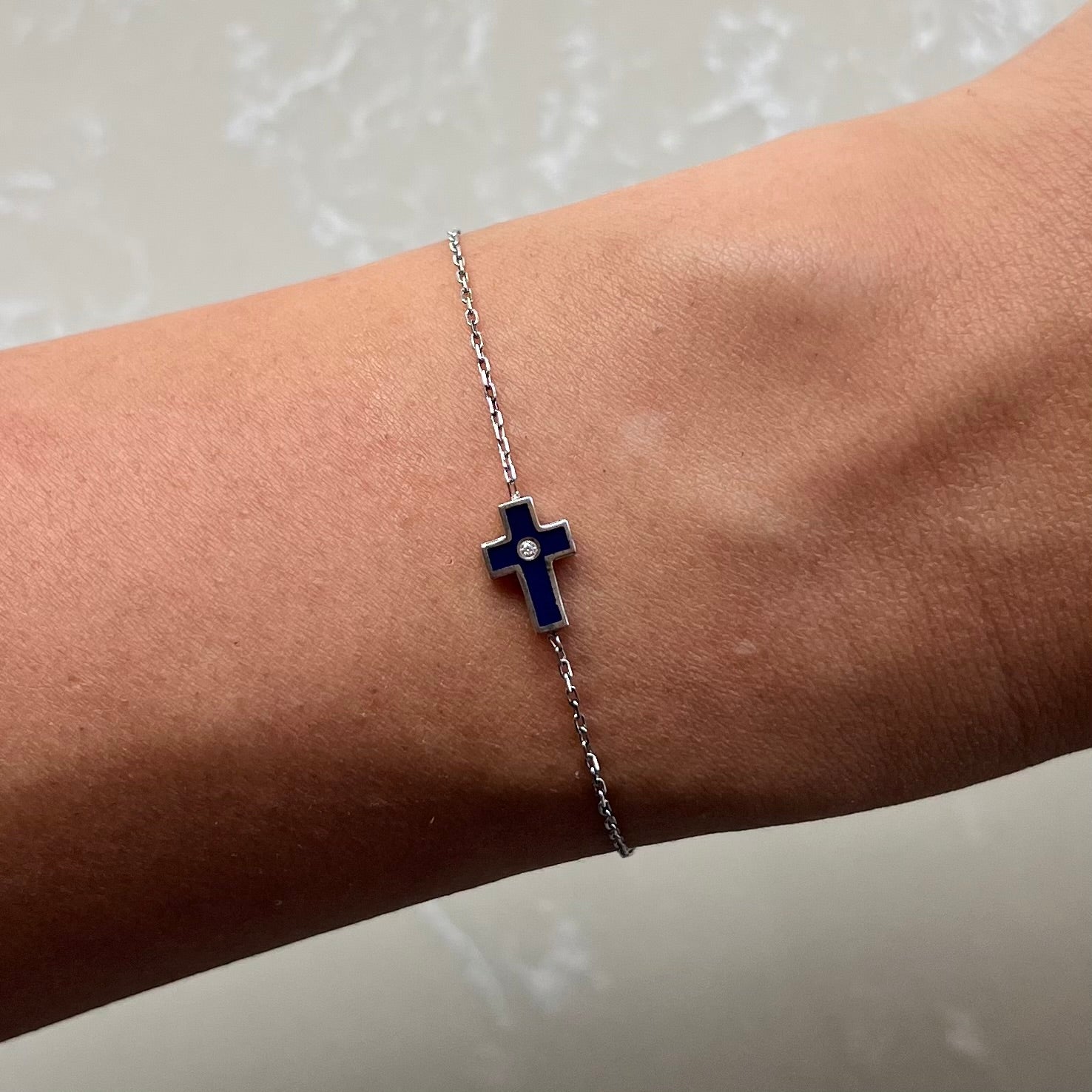 Mia Navy Silver Chain Bracelet