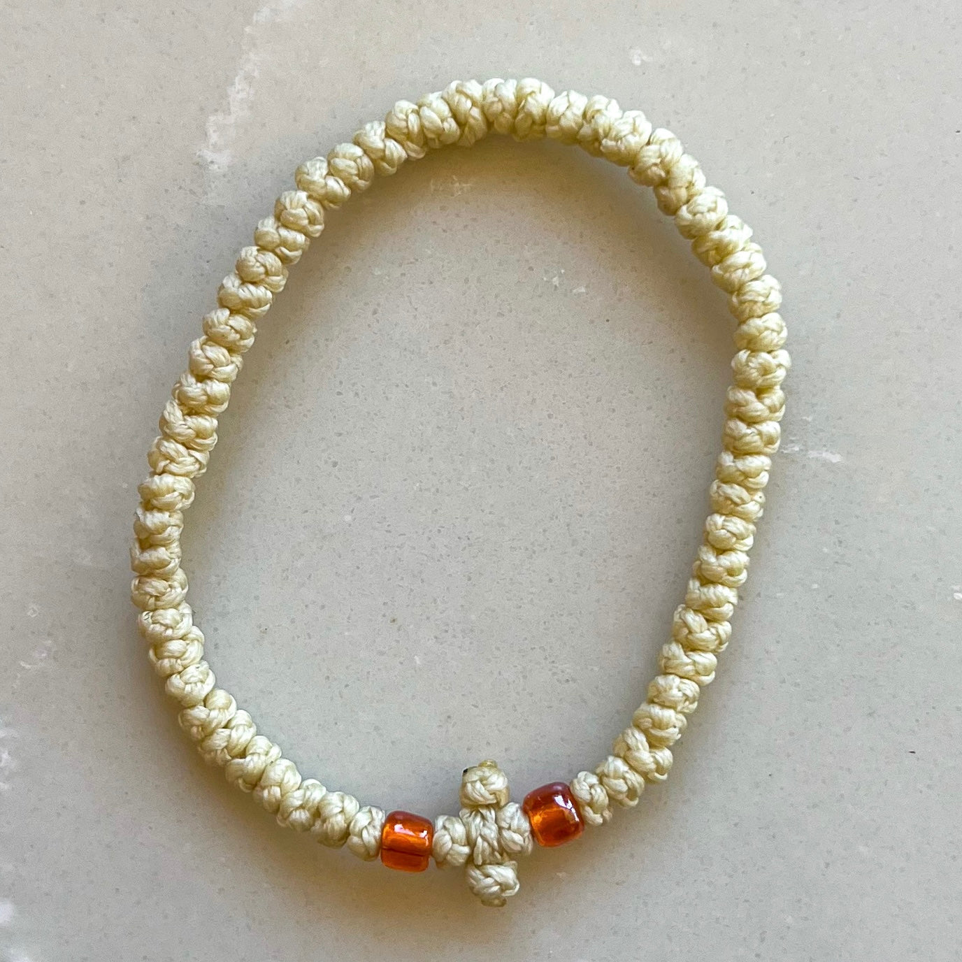 Komboskini Ivory With Orange Bead