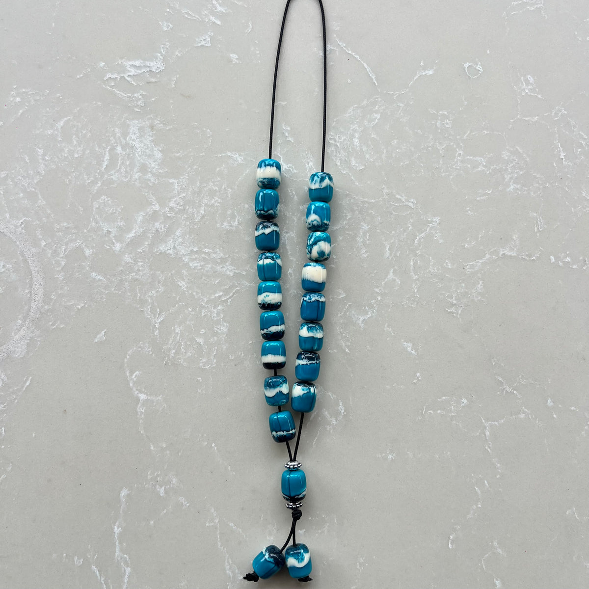 Komboloi Teal Marble Beads