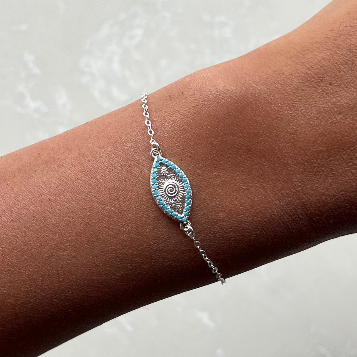 Acantha Light Blue Silver Chain Bracelet