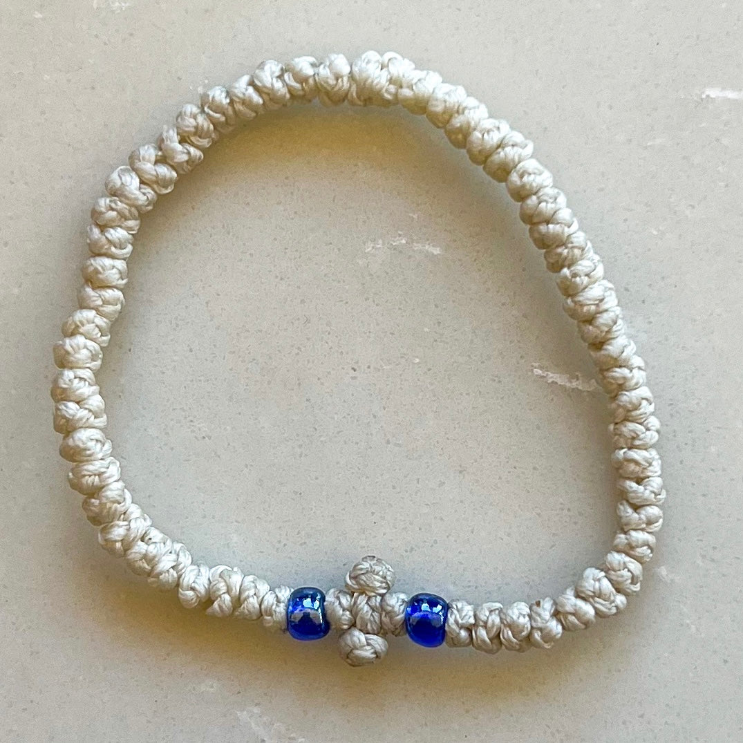 Komboskini Ivory With Dark Blue Bead