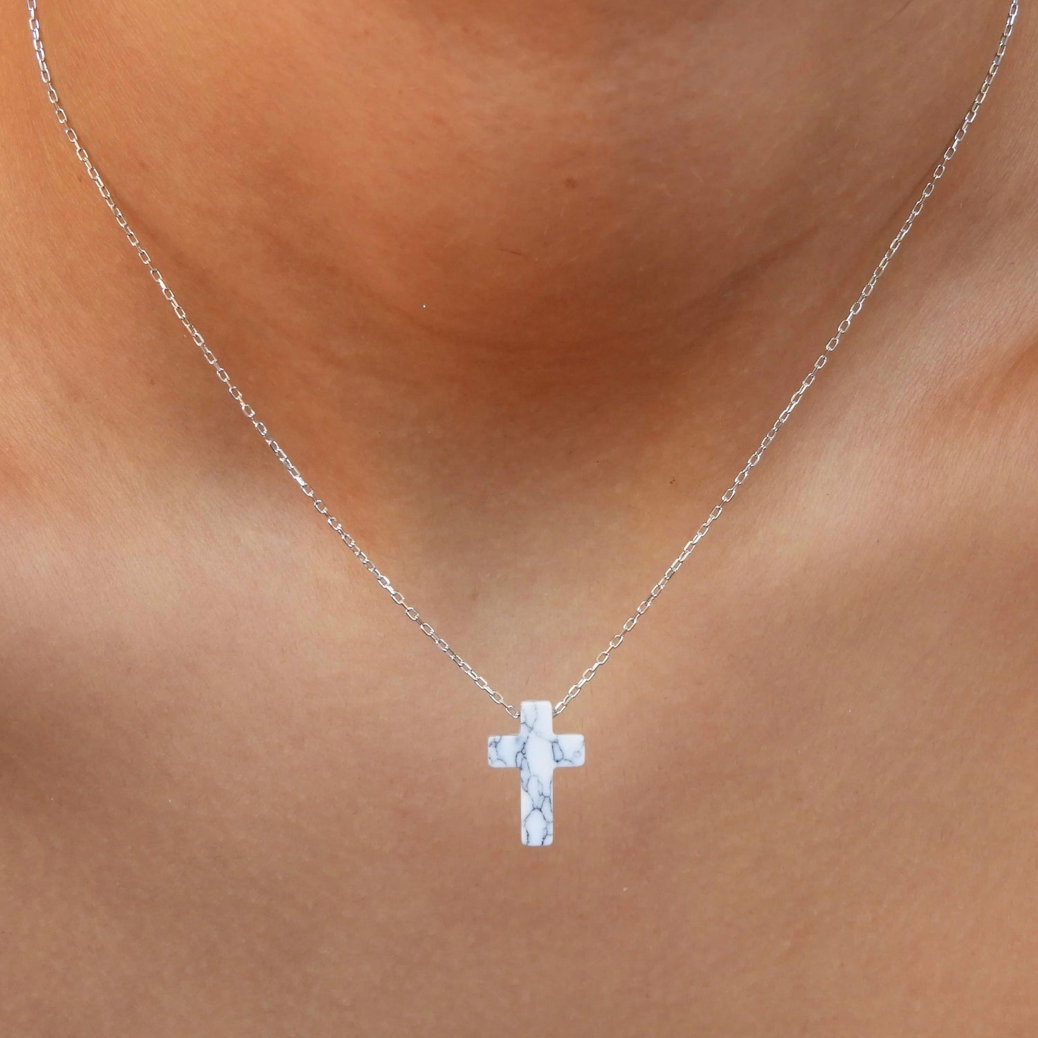 Maria White Cross Silver Necklace