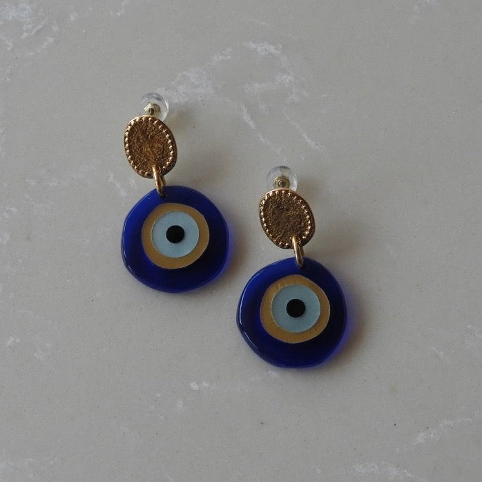 Blue Evil Eye Drop Earrings