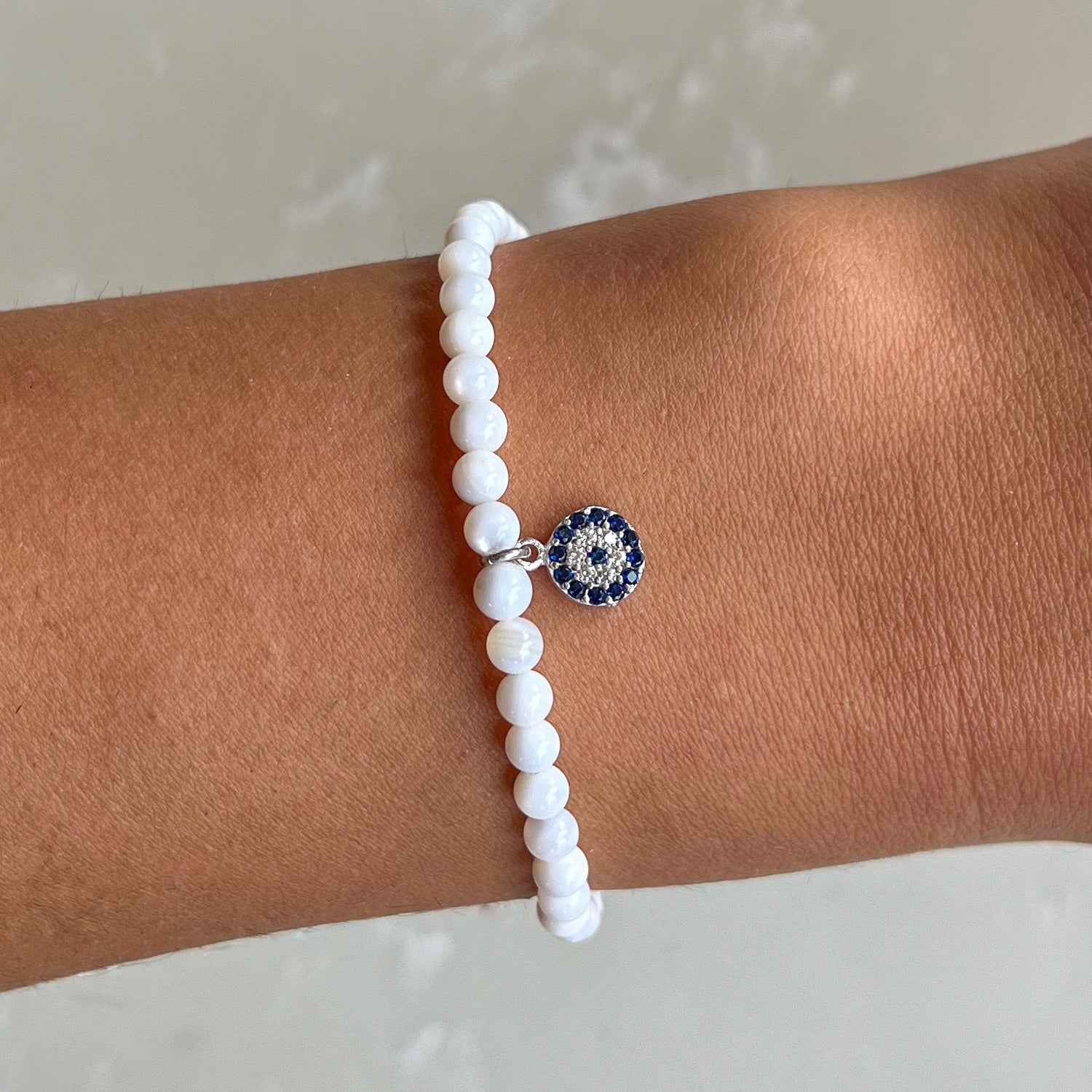 Demeter White Silver Elastic Bracelet