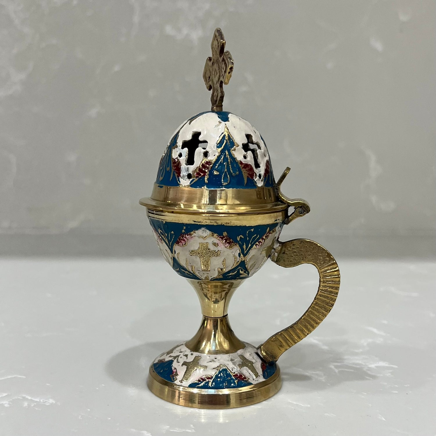 Blue & Gold Enamel Thimiato
