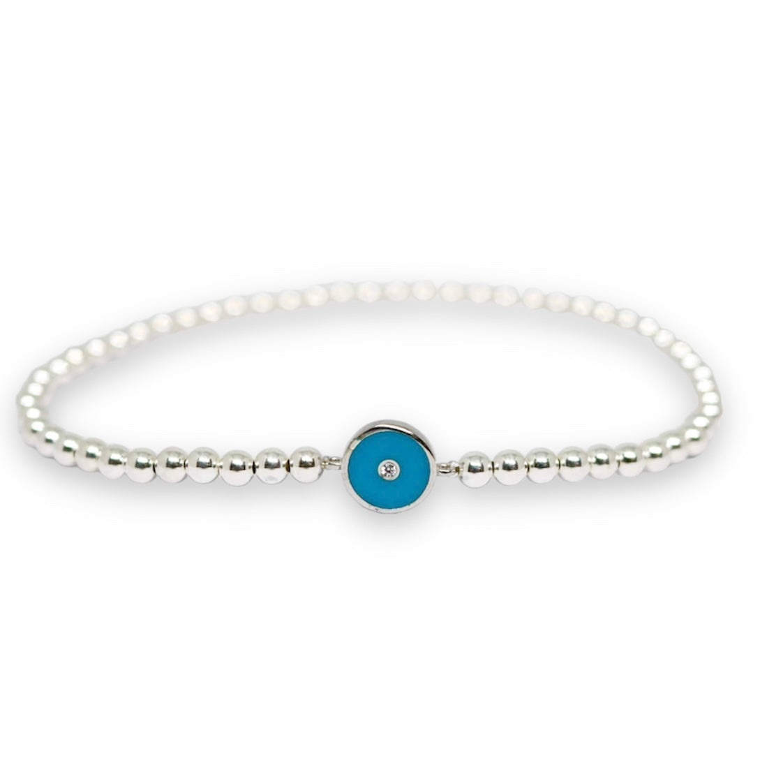 Kaitlyn Turquoise Silver Elastic Bracelet