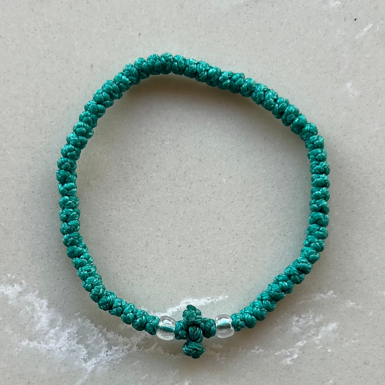 Komboskini Greek Orthodox Prayer Rope Bracelet - Teal