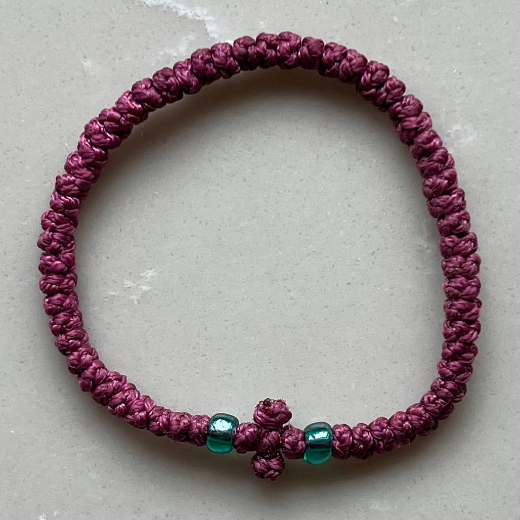 Komboskini Greek Orthodox Prayer Rope Bracelet - Cherry Blossom