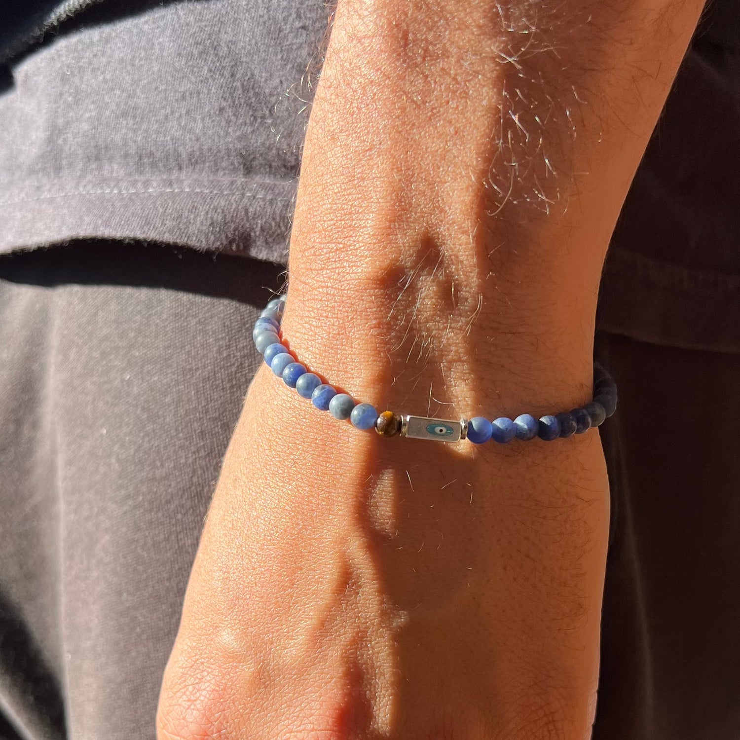 Evil Eye Sodalite Stone Elastic Bracelet