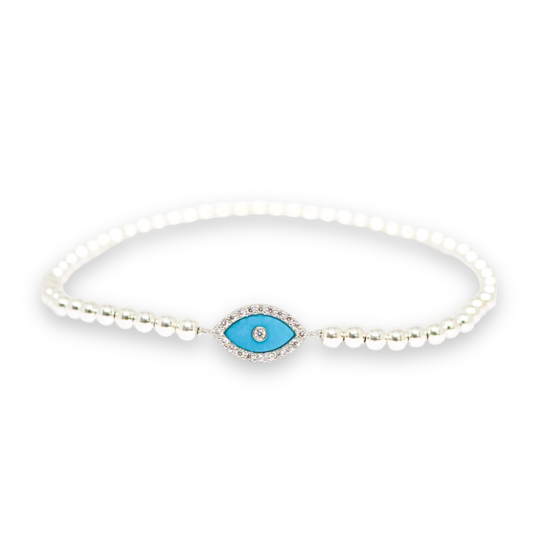 Gini Light Blue Silver Elastic Bracelet
