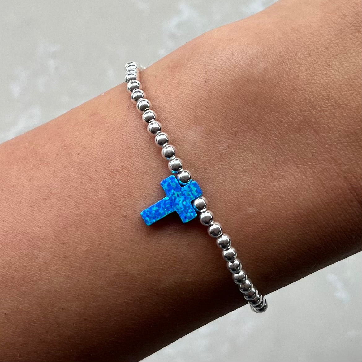 Gigi Dark Blue Silver Elastic Bracelet