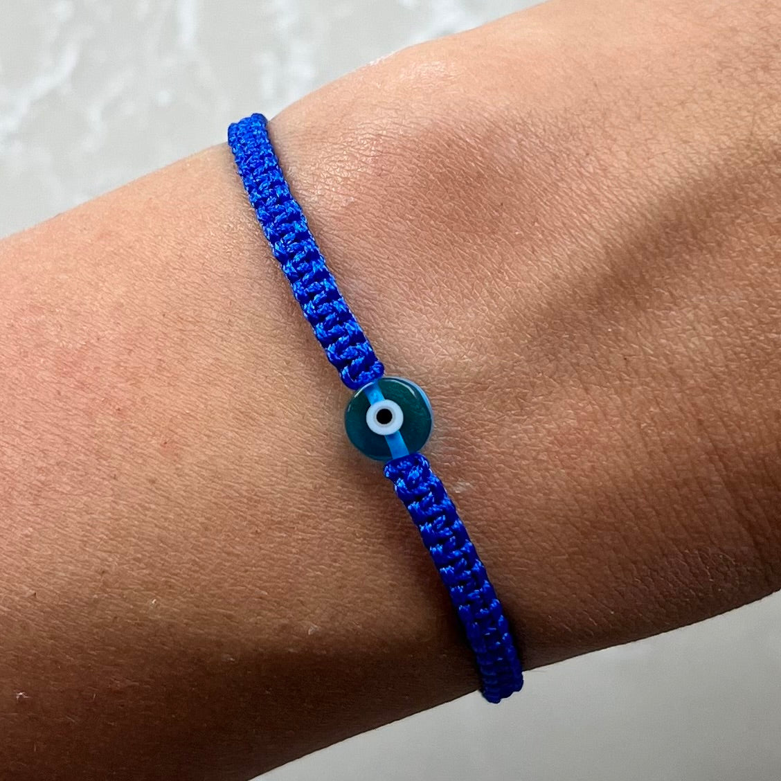 Evil Eye Cord Bracelet Dark Blue With Light Blue Eye