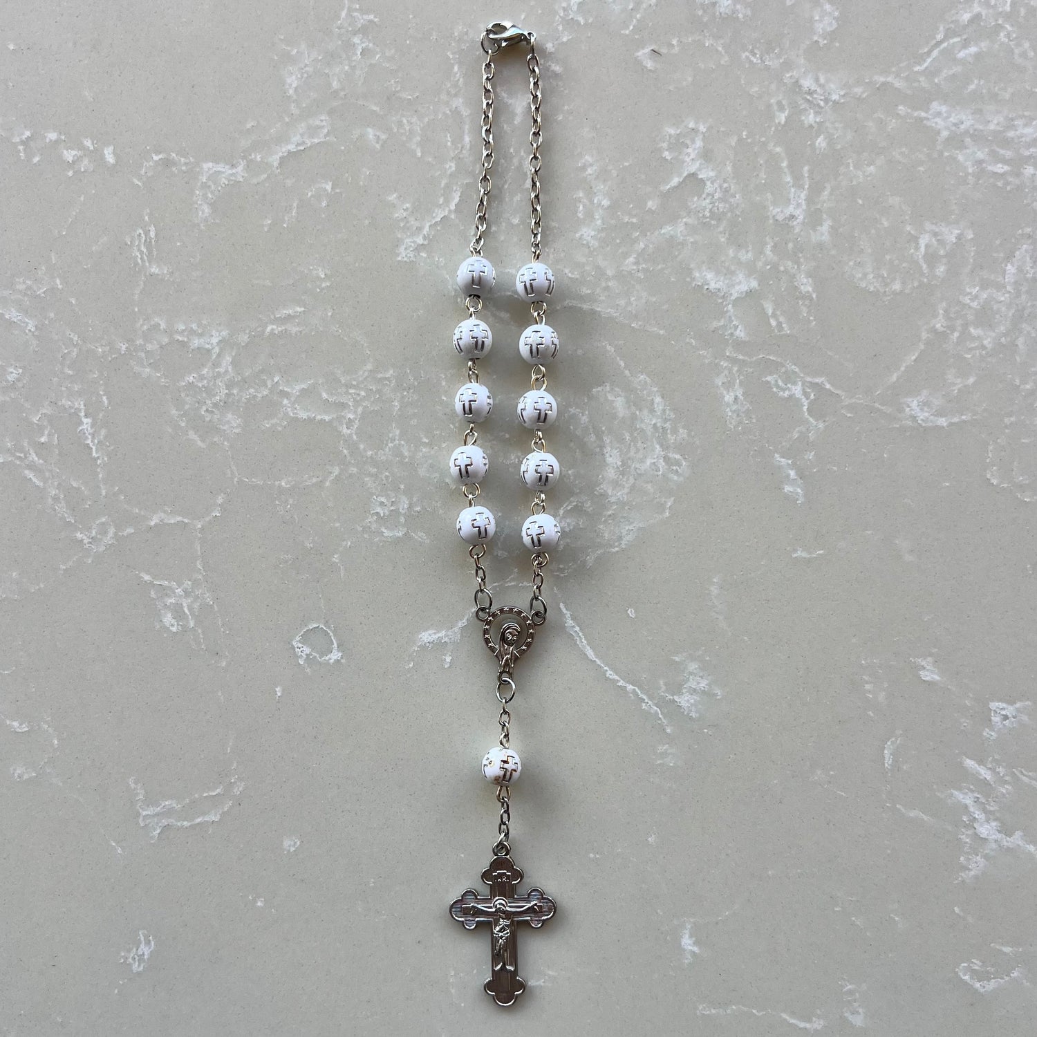 White Silver Rosary