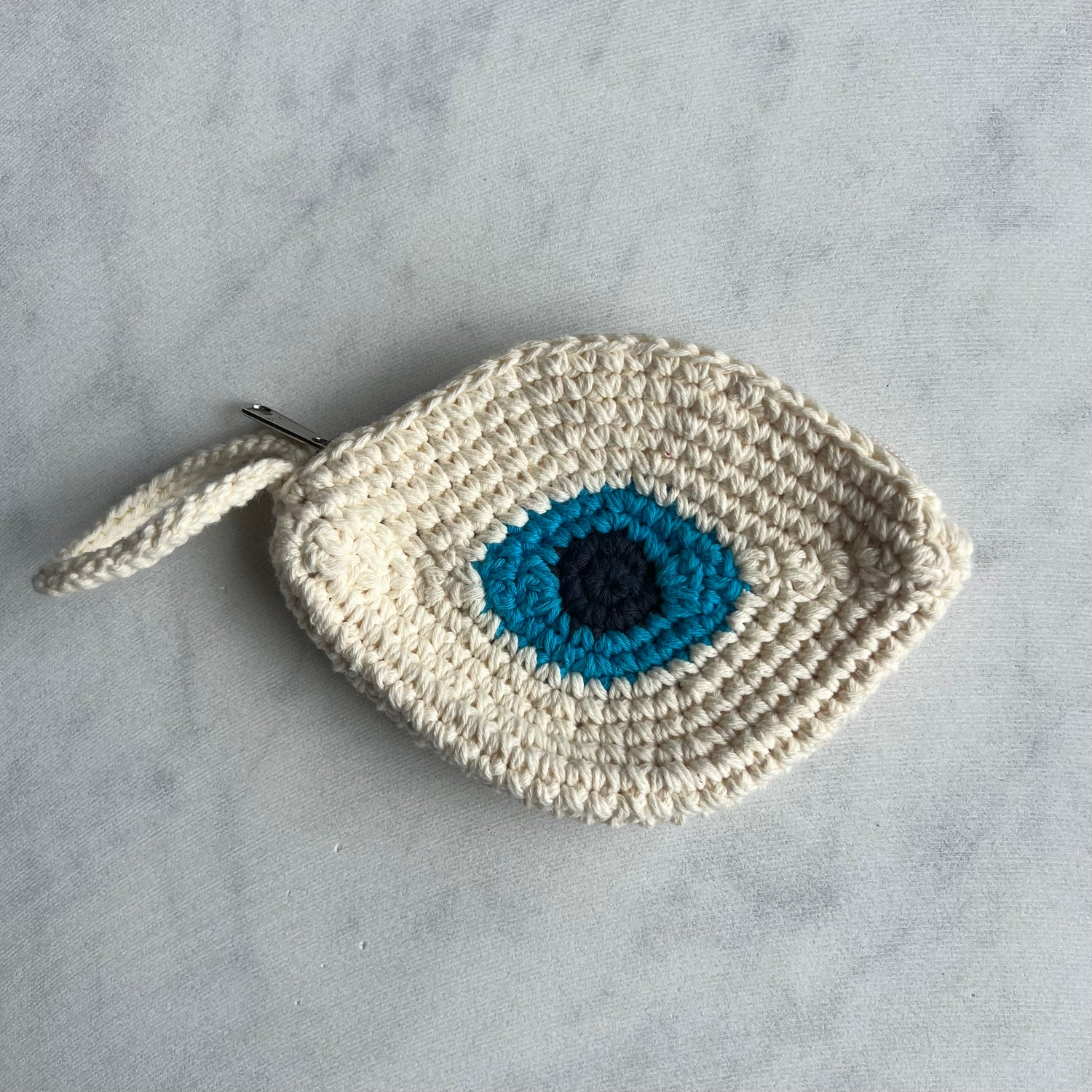 Nude Crochet Evil Eye Purse
