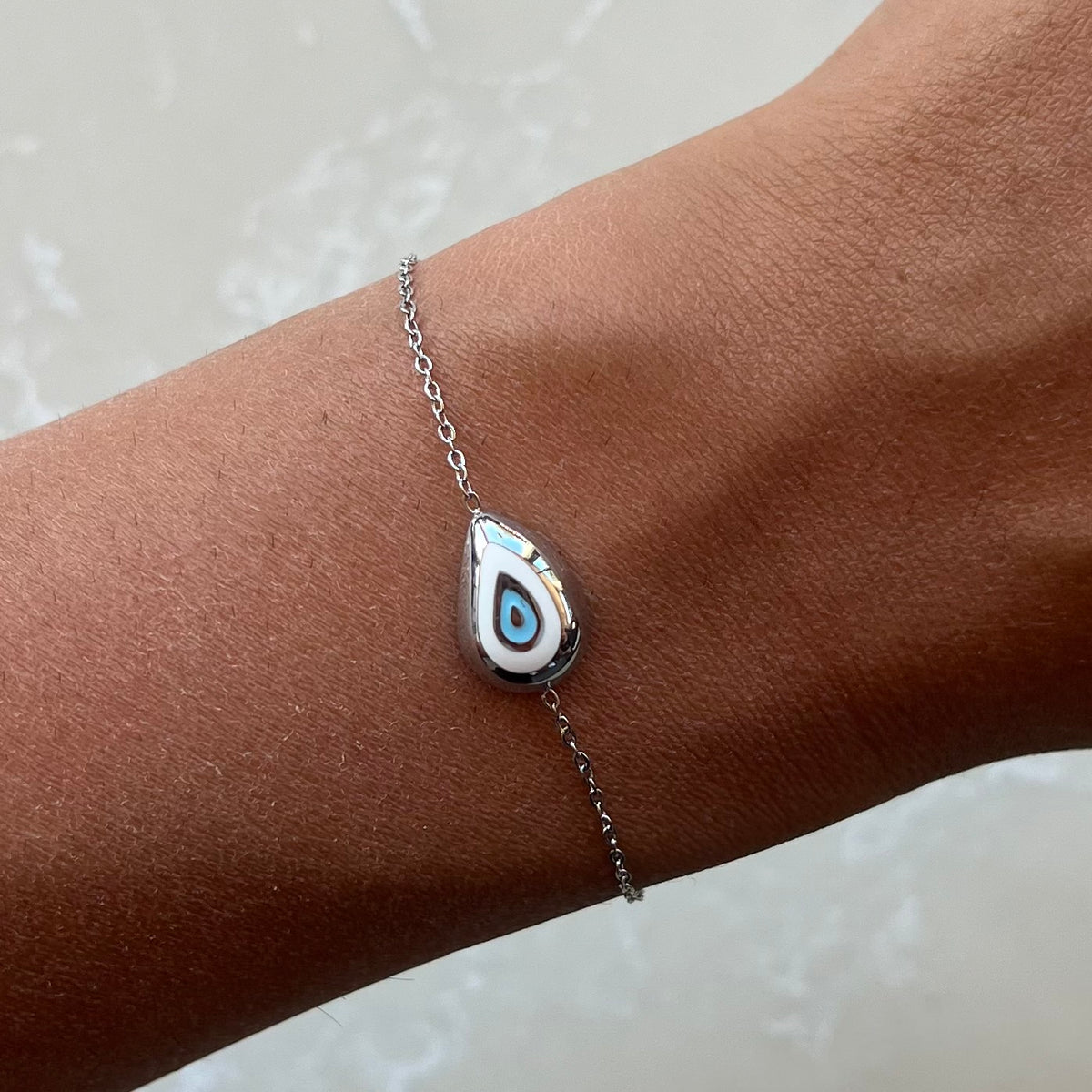 Samantha White Evil Eye Chain Bracelet