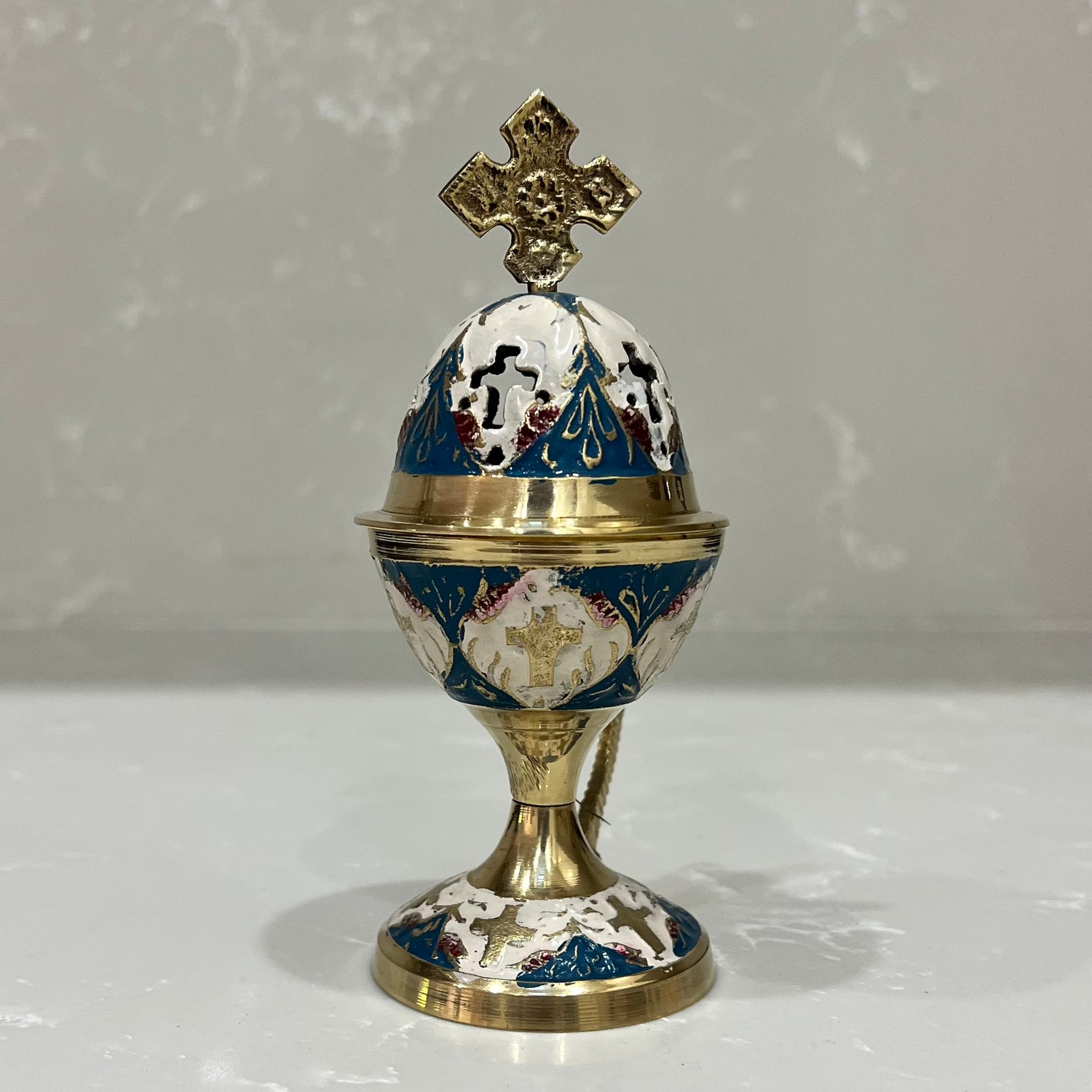 Blue & Gold Enamel Thimiato