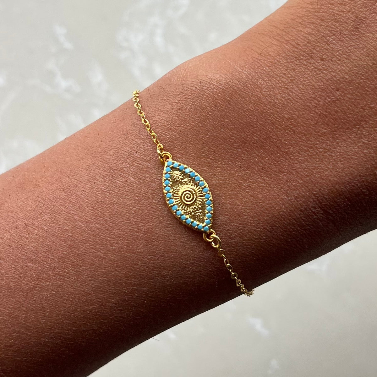 Acantha Light Blue Gold Chain Bracelet
