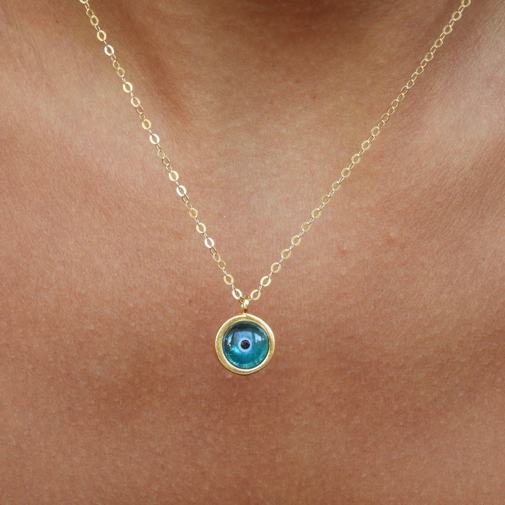 Classic Blue Eye Gold Necklace