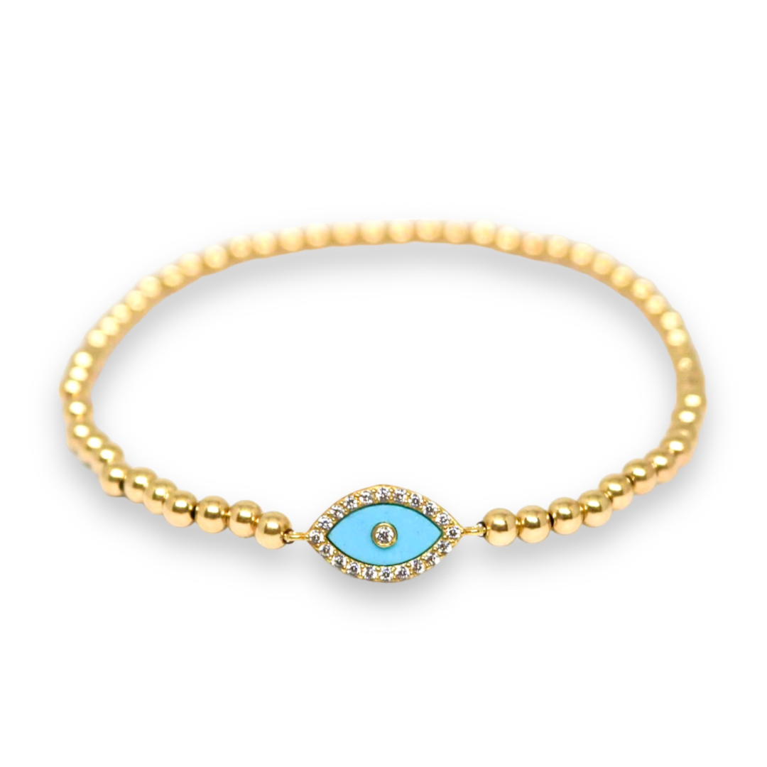 Gini Light Blue Gold Elastic Bracelet