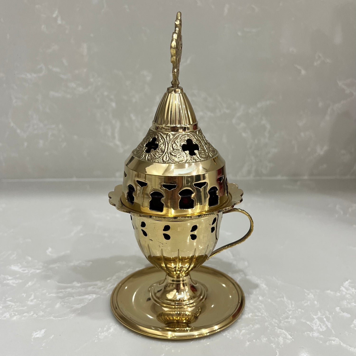 Gold Brass With Handle Kandili