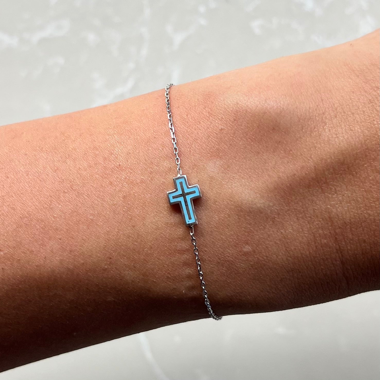 Mia Light Blue Silver Chain Bracelet