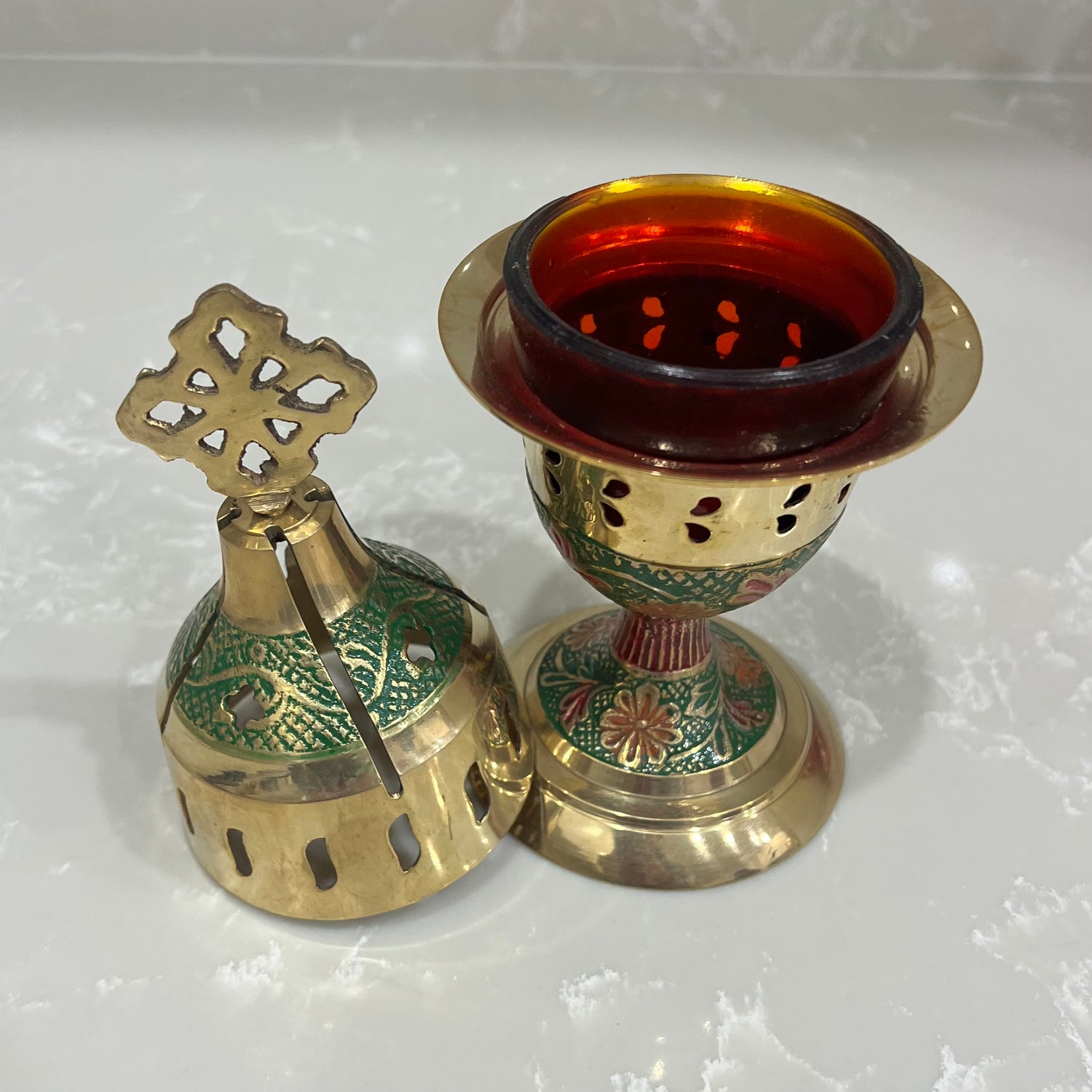 Green Brass Kandili