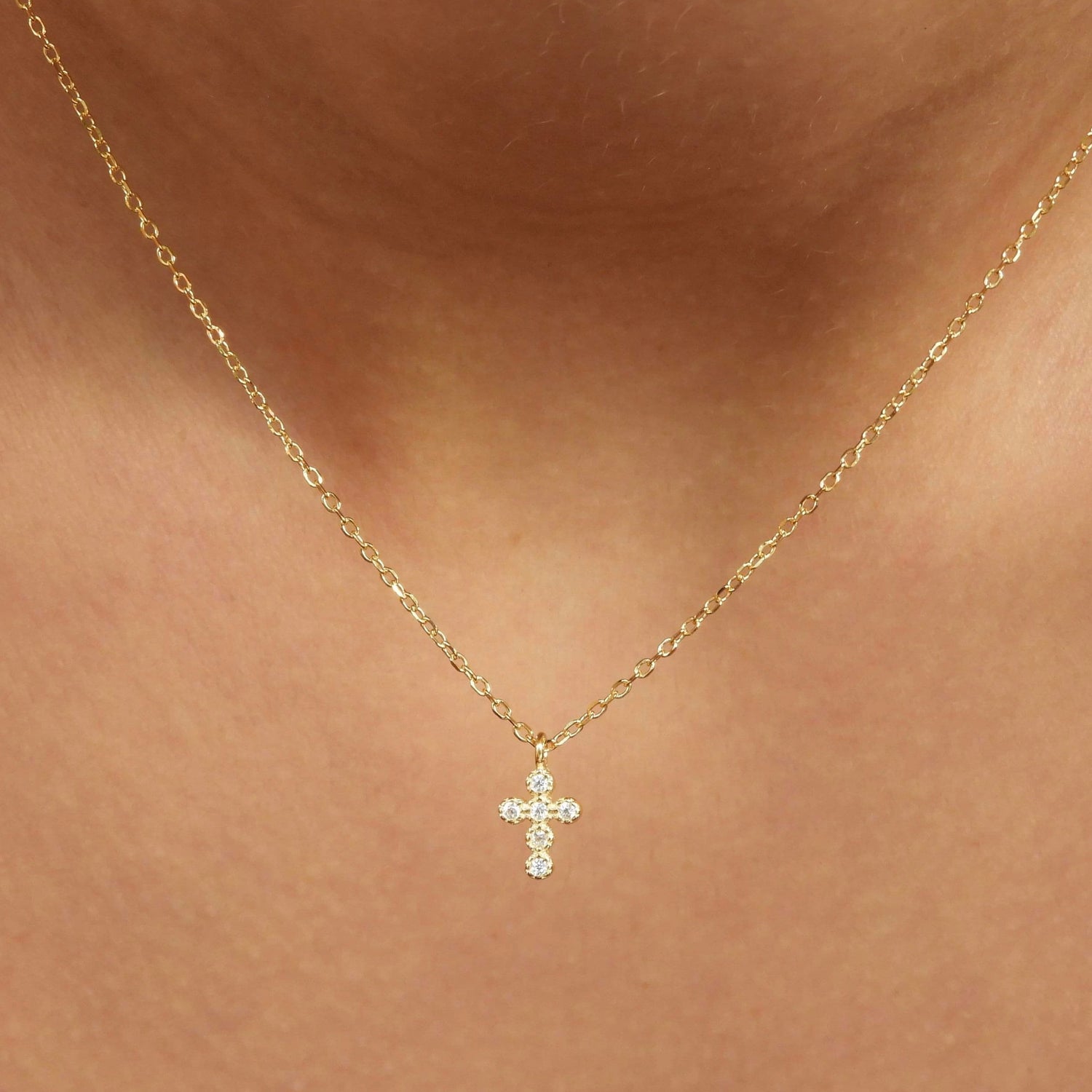 Celina Cross Gold Necklace