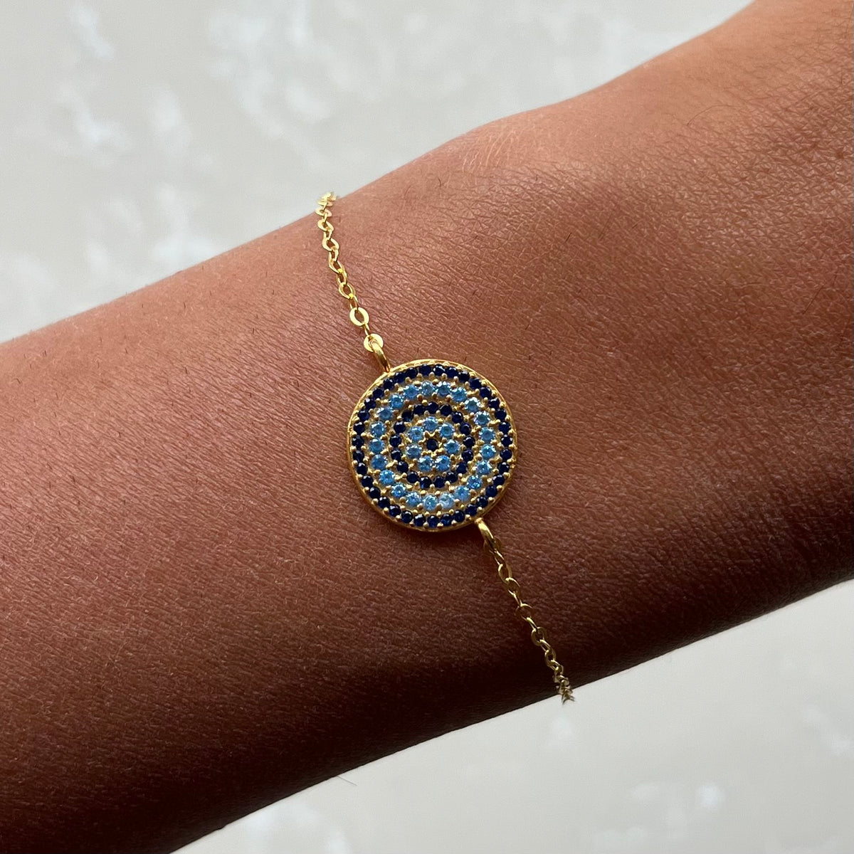 Tilda Glassy Blue Gold Chain Bracelet