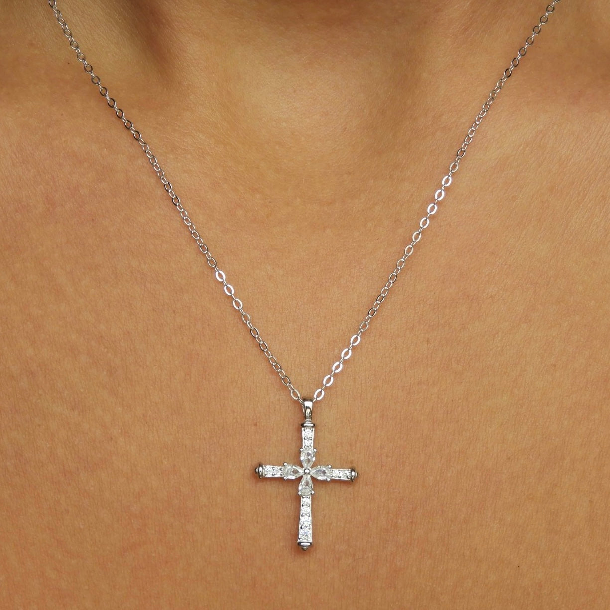 Fiona Cross Silver Necklace